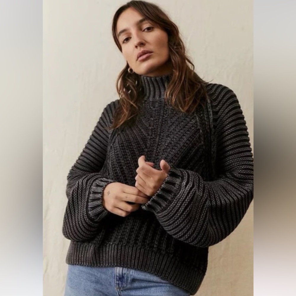 Free People Black Sweetheart Mock neck sweater